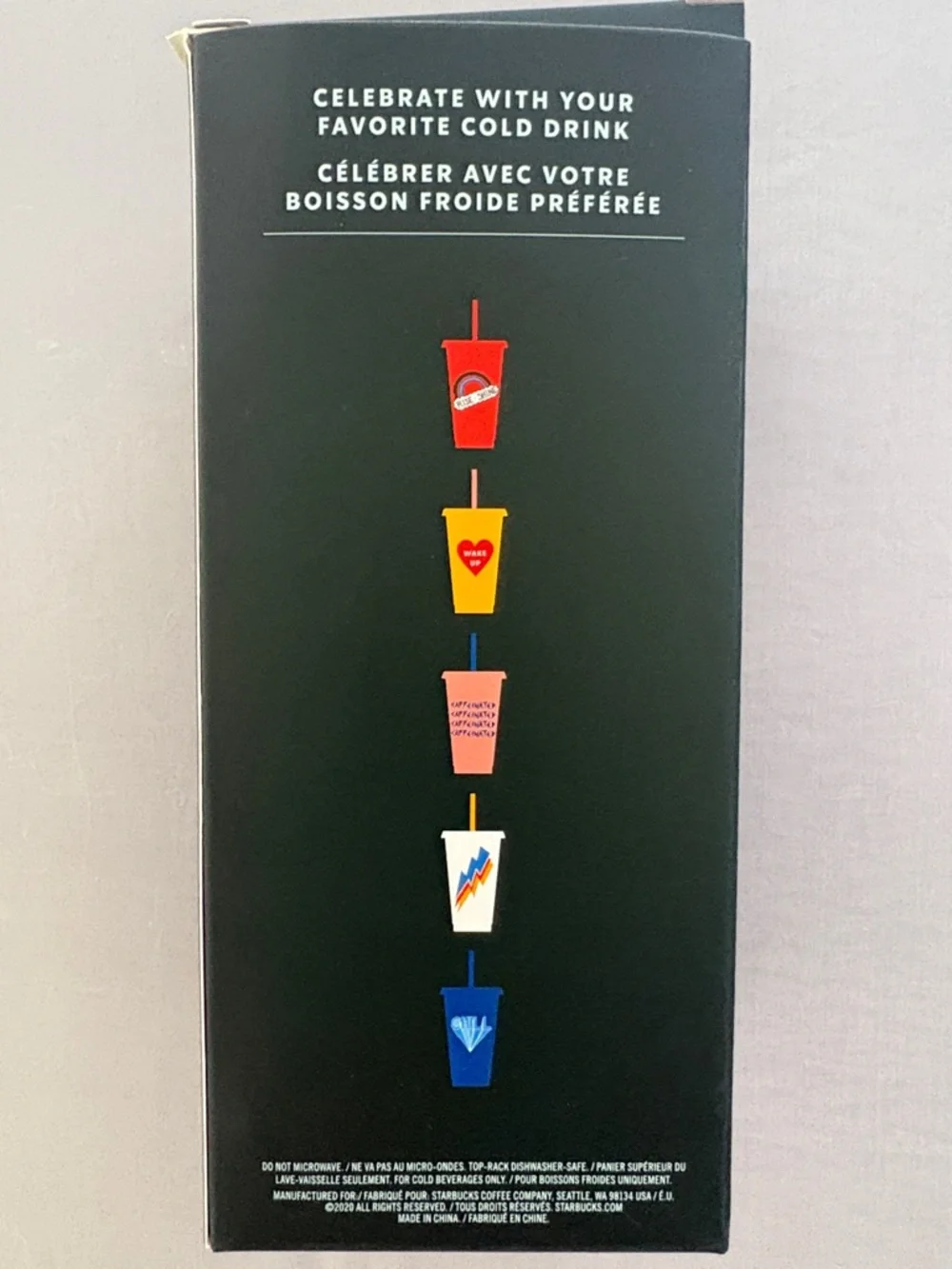 New Starbucks Reusable Cold Cups Set - Blue, Orange, Pink, Red, Yellow 5 cups